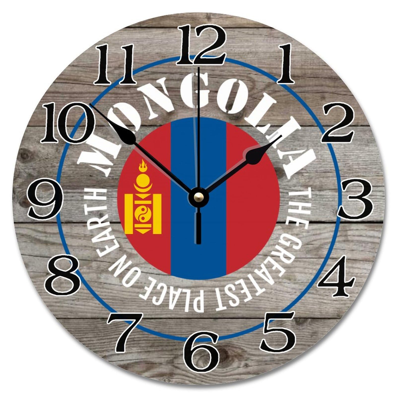 Horloge murale ronde Mongolie à piles grand format pour décoration murale chambre