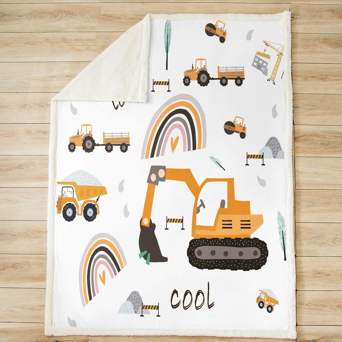 Homemissing Graafmachine pluche deken dubbele 152 x 180 cm cartoon auto