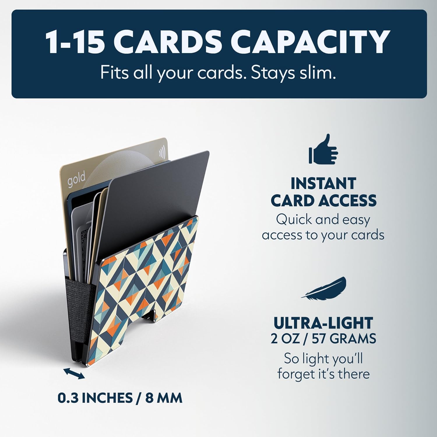 Slim RFID Blocking Card Holder & Money Clip - Aluminum Wallet for Men & Women – Front Pocket Metal Minimalist Wallet Holds 15 Cards – Credit Card Holder - Durable, Lightweight, Unique Engraved Design - Image 3