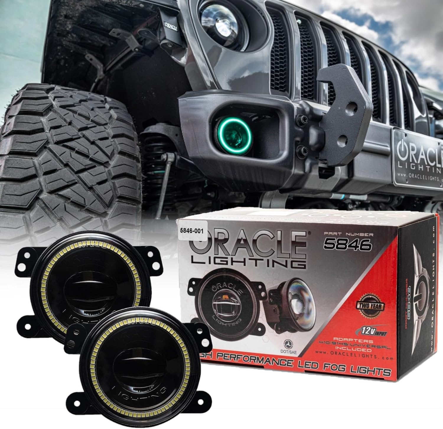 ORACLE Lighting 5846-332 Pair of Dynamic ColorSHIFT 20W LED Fog Lights Compatible with 2007 2018 Wrangler JK - High Performance - Epoxy Sealed