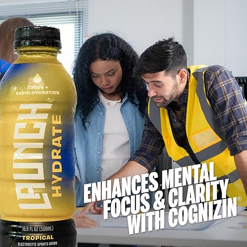 Miniatura 9 de Paquete de 12 bebidas deportivas, sabor tropical, azúcar de caña real, 3 electrolitos, Cognizin para concentrarse, jugo natural, sin tintes