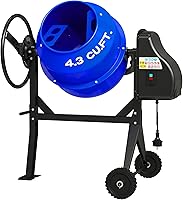 SILVEL 4.3 Cu Ft Electric Concrete Mixer 450W 3/5HP Portable Cement Mixer with Wheels Stand for Stucco Mortar Blue