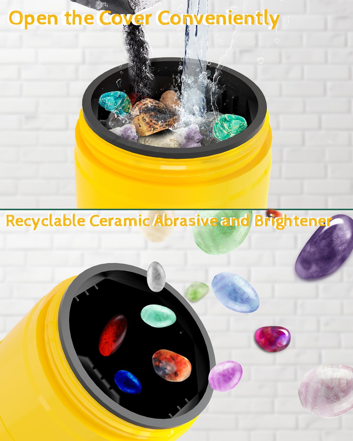 Rock Tumbler Kit, lucidatrice per roccia con timer digitale di 9 giorni, kit completo per la lucidatura delle rocce, design a doppio strato, design con riduzione del rumore, macina include bicchiere
