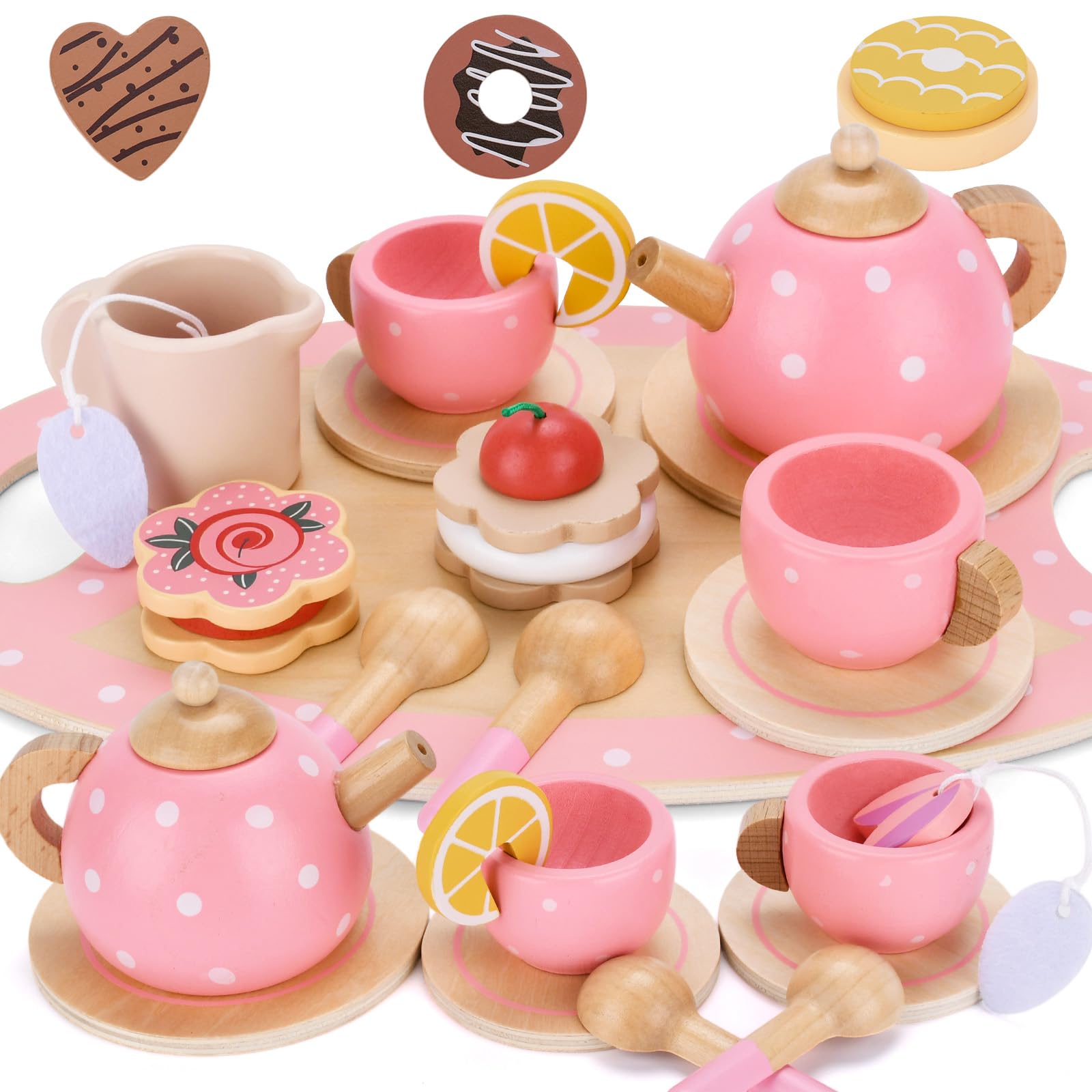 Juego de 75 juguetes de pastel de cumpleaños para niños, juego de cocina con pastel de corte, galletas, velas, juego de té y accesorios de postre, juguete educativo para niños pequeños y