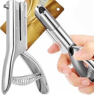 Chumia 1 Pcs Heavy Duty Hole Punch Paper Single One Hole Puncher Long Reach Reduced Effort 2 Inches Deep Throat Hand Alloy Punch for ID PVC Cards 5 Inch Tall 25 Sheet Capacity (1/4 Inch Diameter)