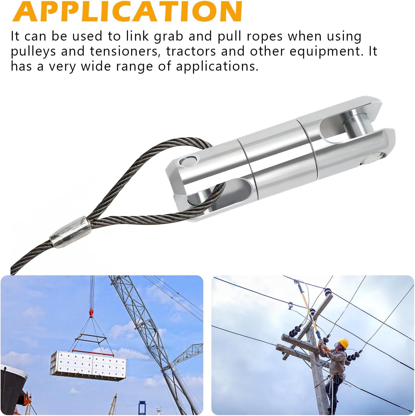 1 Ton Cable Pulling Swivel for Electricity Construction, Wire Bearing Breakaway Swivel - 1 Pack - Image 5