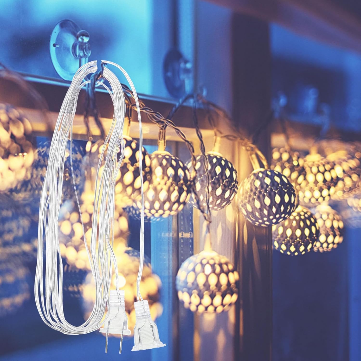 Cabilock 2Pcs Clear String Extension Cord Cable Christmas Light Extender Wire String Light Extension Cord Accessory for Lamp Indoor Outdoor
