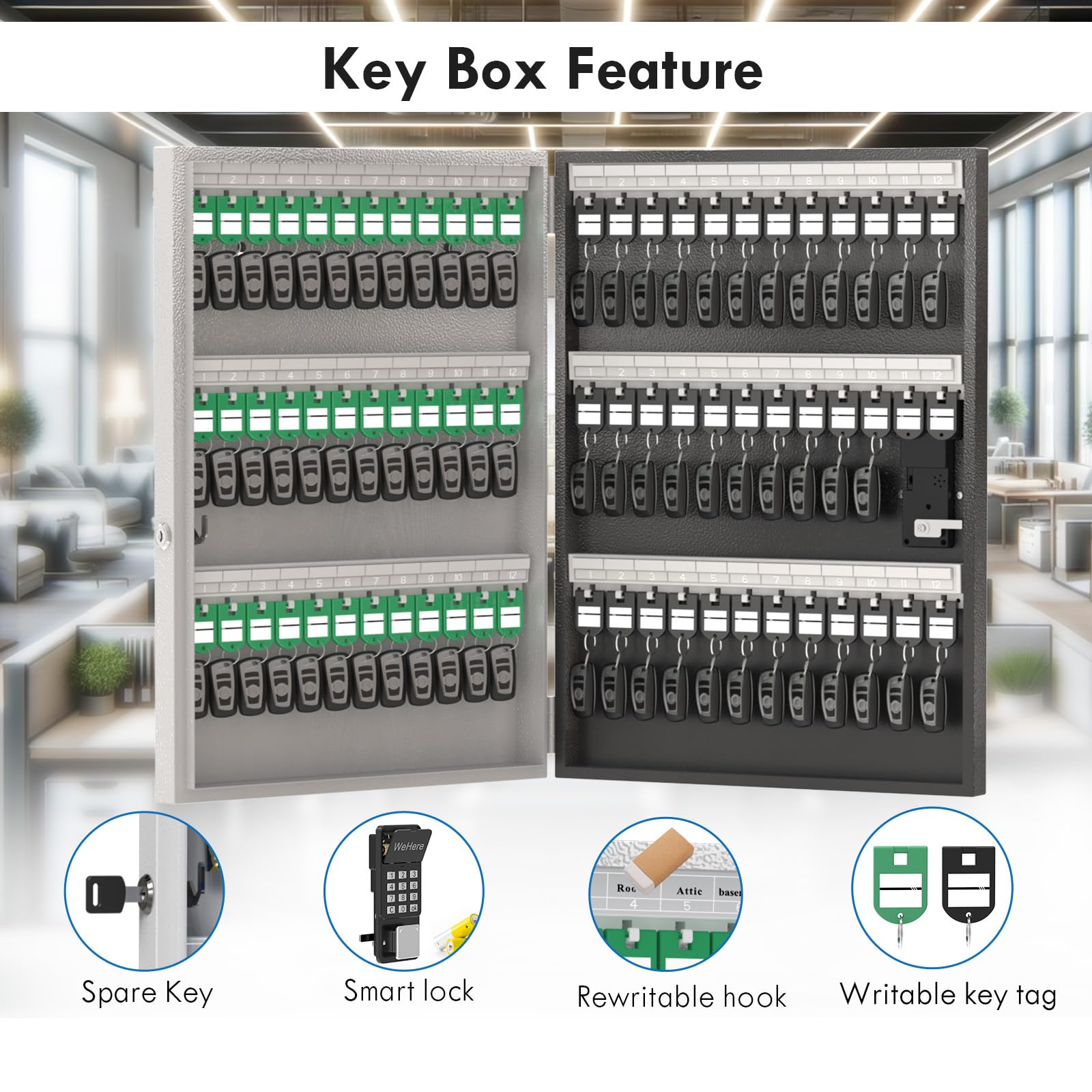 Unlock Key Box Snapklik.com : 72 Key Lock Box, Key Cabinet Organizer Wall Mount Use ...