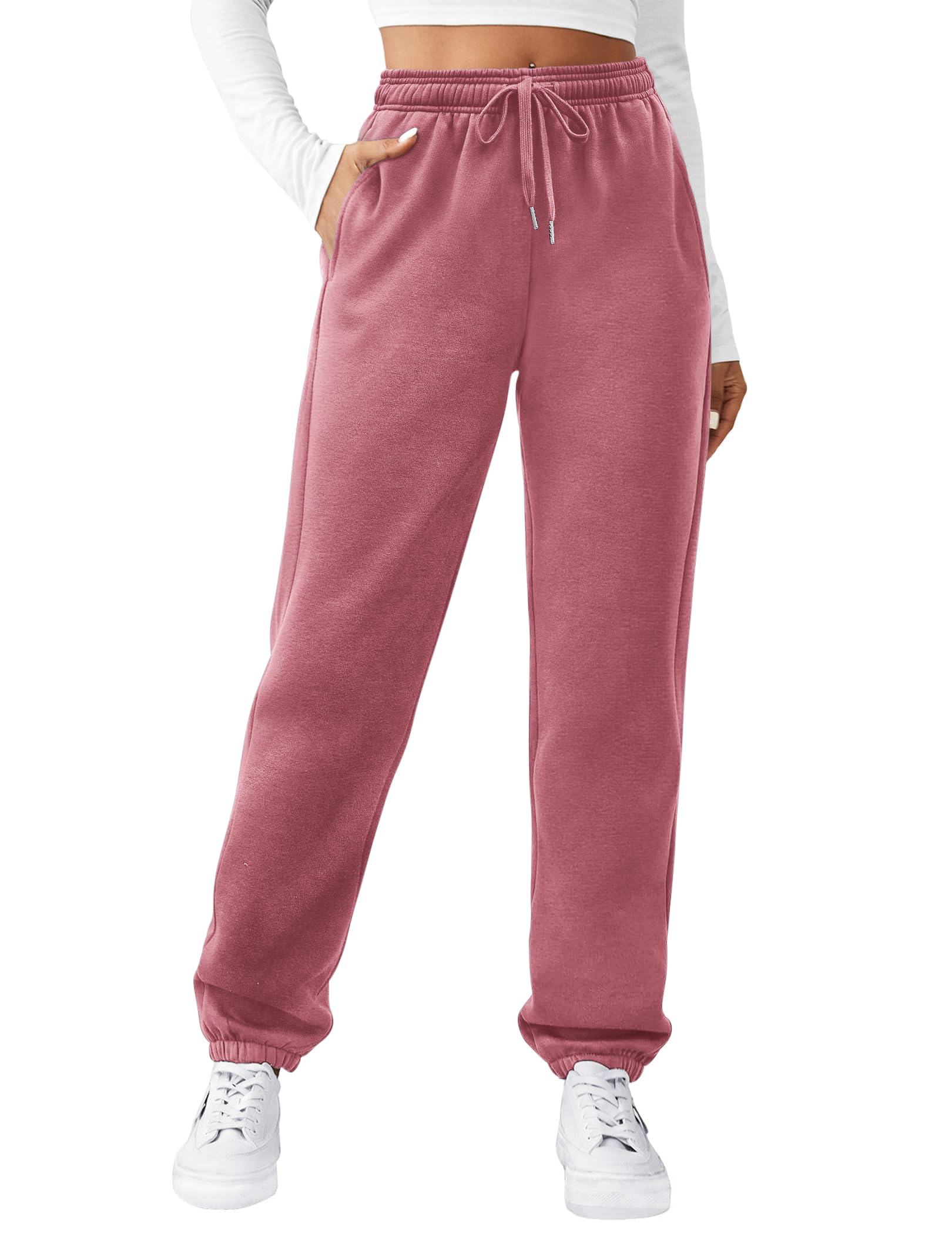 Zeagoo Jogginghose Damen Hose Baggy Lang Hosen Casual High Waist Sporthose Einfarbig Stretch Freizeithose Warm Sweatpants mit Taschen S-XXL