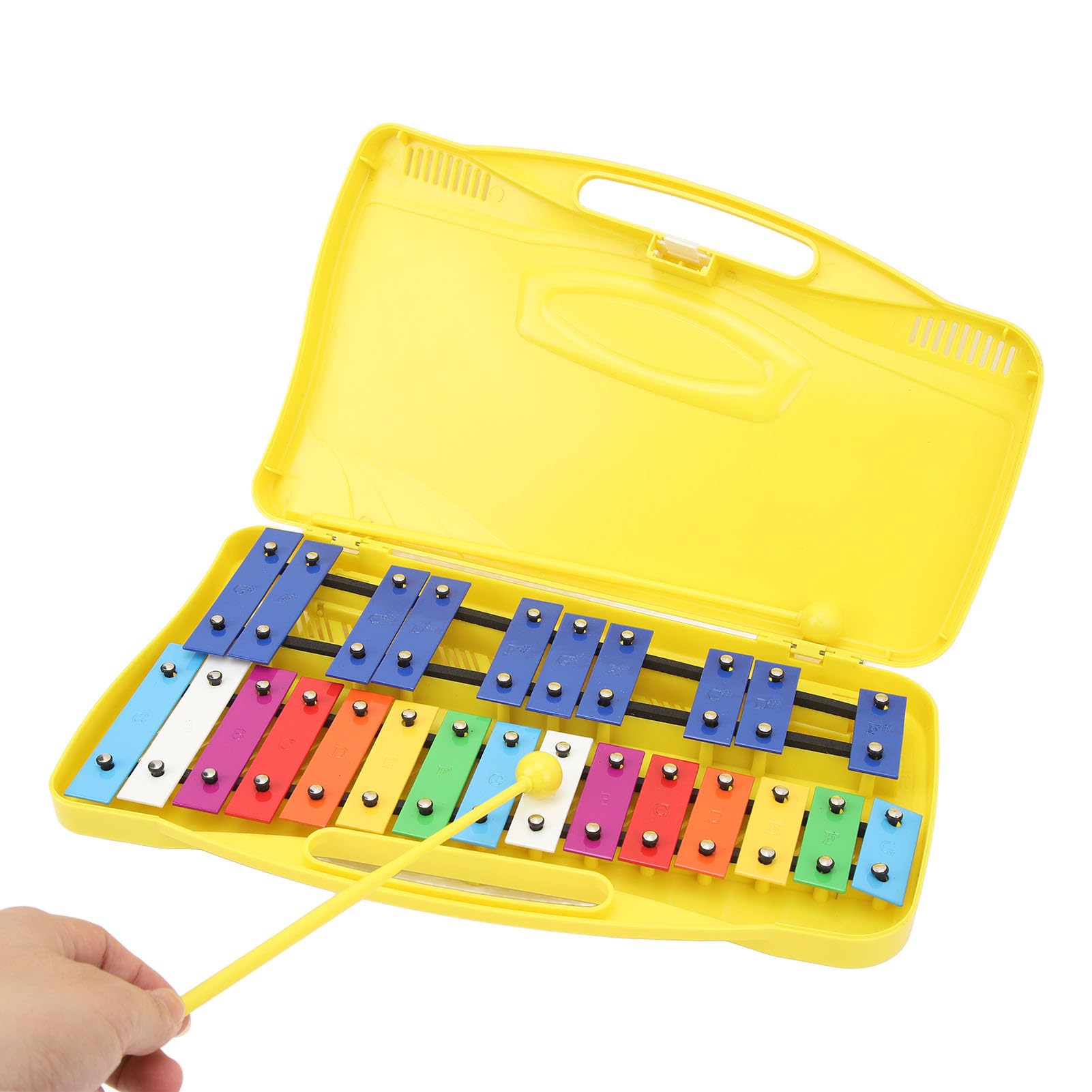 Xilofono Professionale, Xilofono Portatile con Chiave in Metallo, Alluminio Colorato, Durevole, Eccellente qualità di Intonazione, con Scatola Gialla per la Scuola