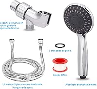 Vista 3 de BRIOUT - Cabezal de ducha de mano de alta presión con 5 ajustes, potente cabezal de ducha de pulverización de agua contra flujo de agua de baja