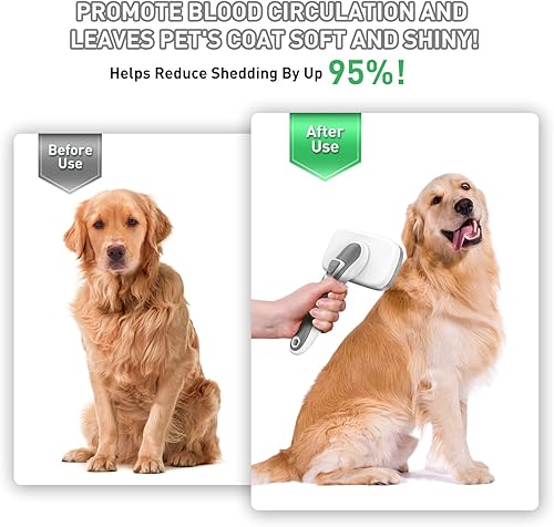 Miniatura 5 de Cepillo deslizante autolimpiante para perros y gatos, para desprender y arreglar cualquier raza de mascotas, elimina los nudos sueltos de la capa