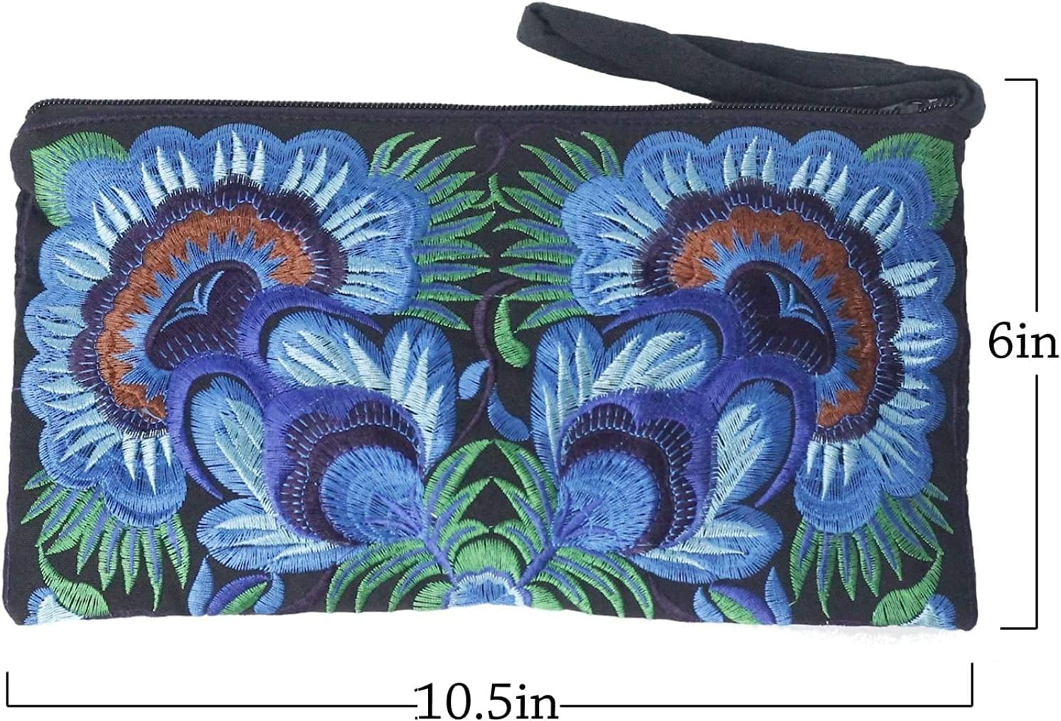 Sabai Jai - Floral Embroidered Boho Clutch - Handmade Ethnic Flower Wristlet Purse - Image 7