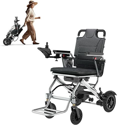 Goldseason Sillas de ruedas eléctricas ultraligeras de 33 libras para adultos, rango de 15 millas, silla de ruedas motorizada plegable con capacidad