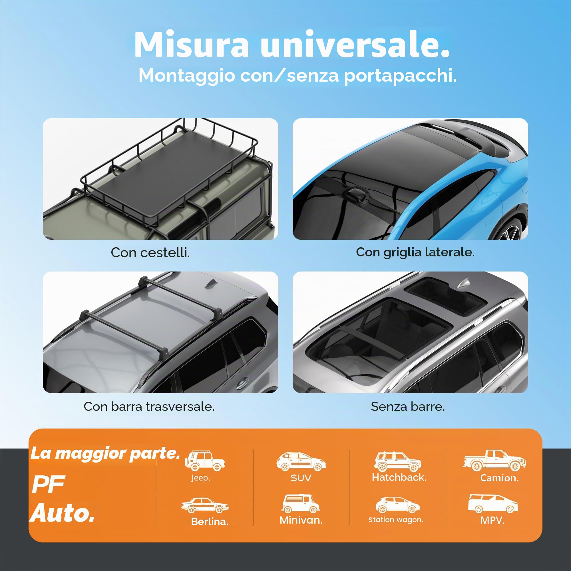 Portabagno per Tetto Portabagno impermeabile per auto, in pvc resistente, 21 piedi cubi, adatto per tutti i veicoli senza mensole con tappetino antiscivolo, cinghie riformate, 6