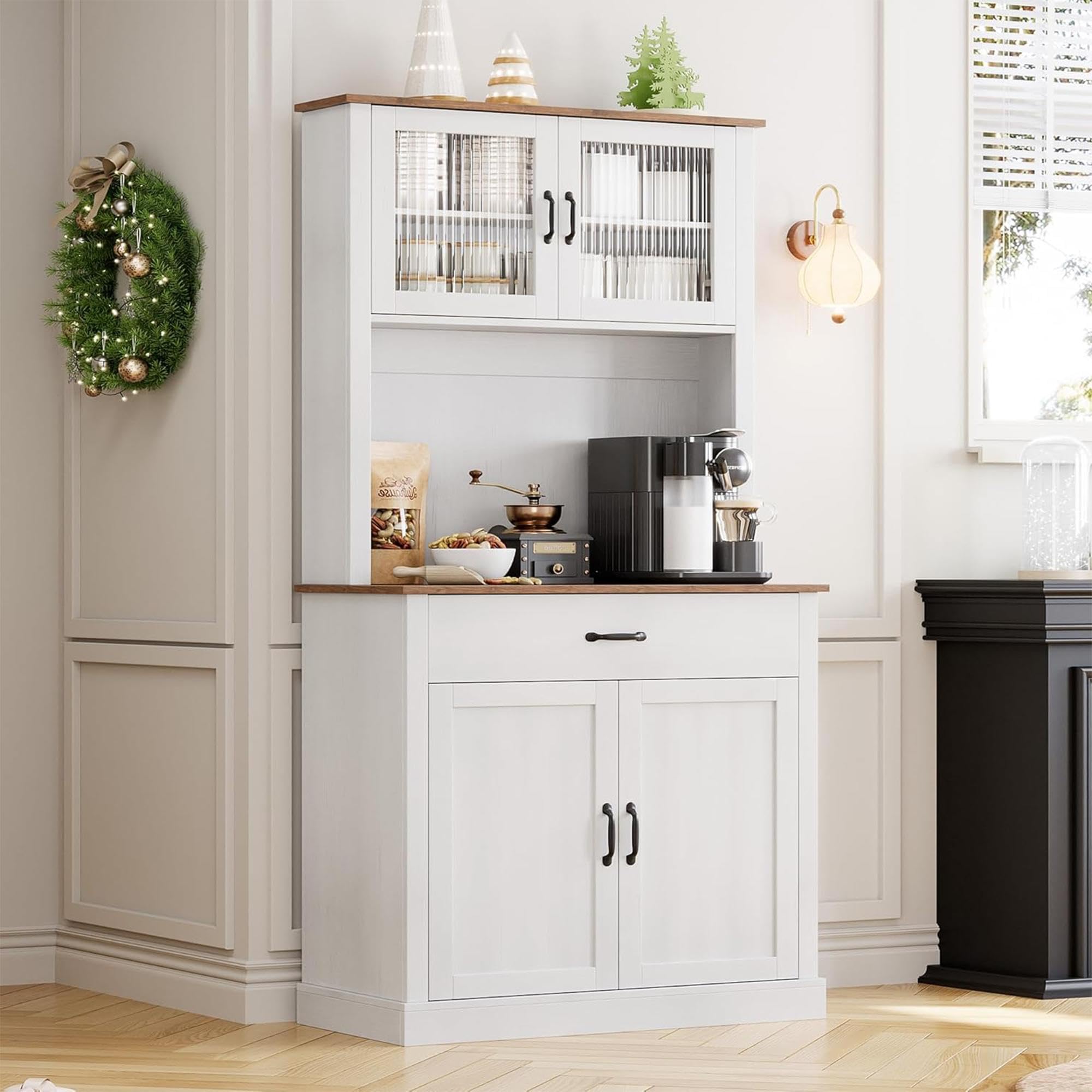Amazon.com: IDEALHOUSE Kitchen Pantry Cabinet with Microwave Stand