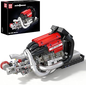 Mould King Racing Car Engine Building Kit, Build Your Own Engine Model Kit that Run, STEM Engineering & Physical Science Experiment Set with Battery & Motor, Engine for Adults/14+980 Pcs