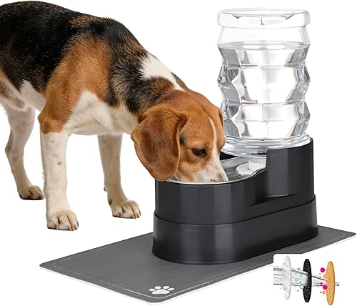 Miniatura 13 de RIZZARI Cuenco dispensador de agua para perros: Bebedero automático de gravedad de 5L en acero inoxidable negro con filtro para perros y gatos