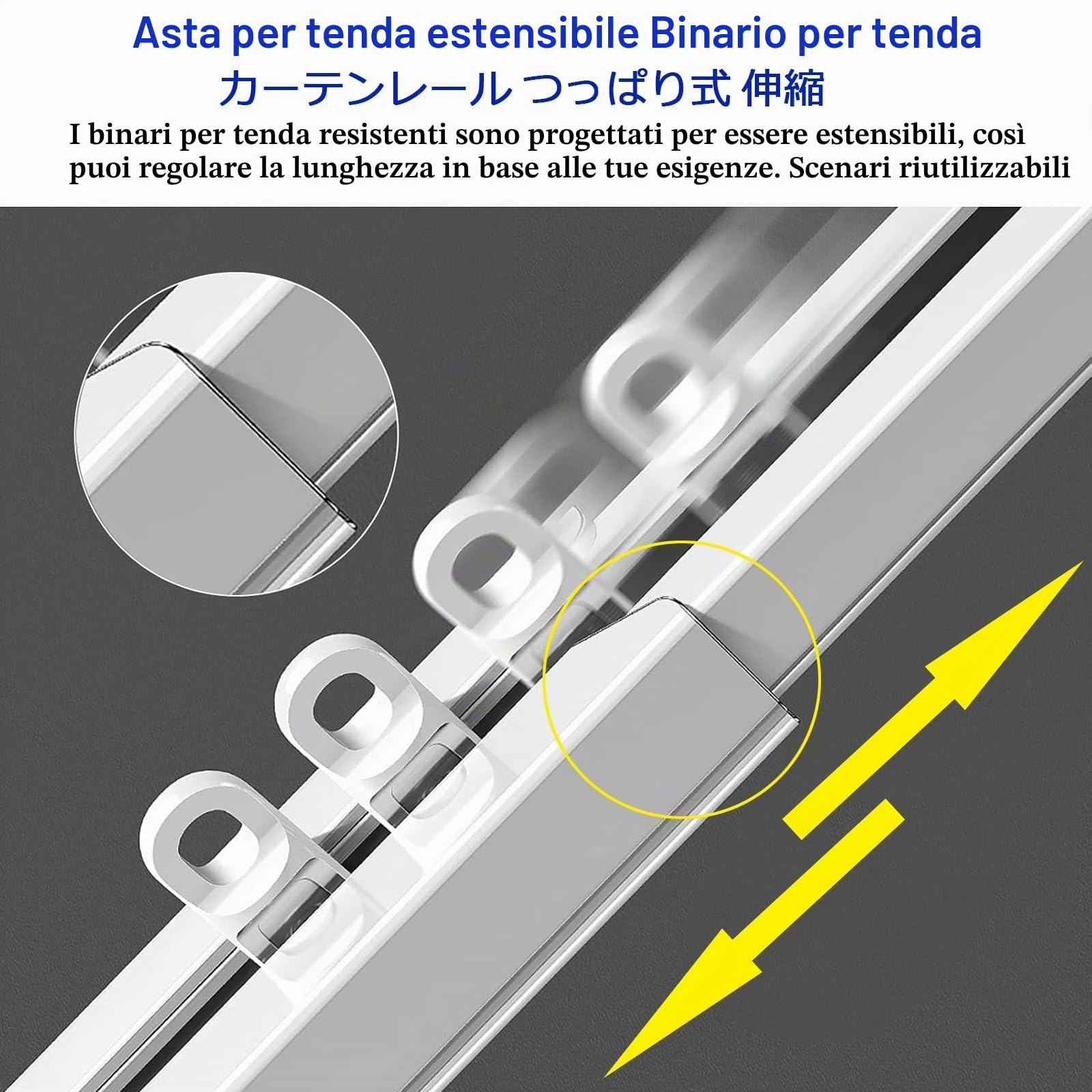 Binario Per Tenda Estensibile Facile Installazione - Bastoni Scorritenda Per Tende 85-420CM - Binari Regolabili Con Terminali In Metallo, Traccia Singola/Doppia Pista, Soffitto/parete(Single track,0.8