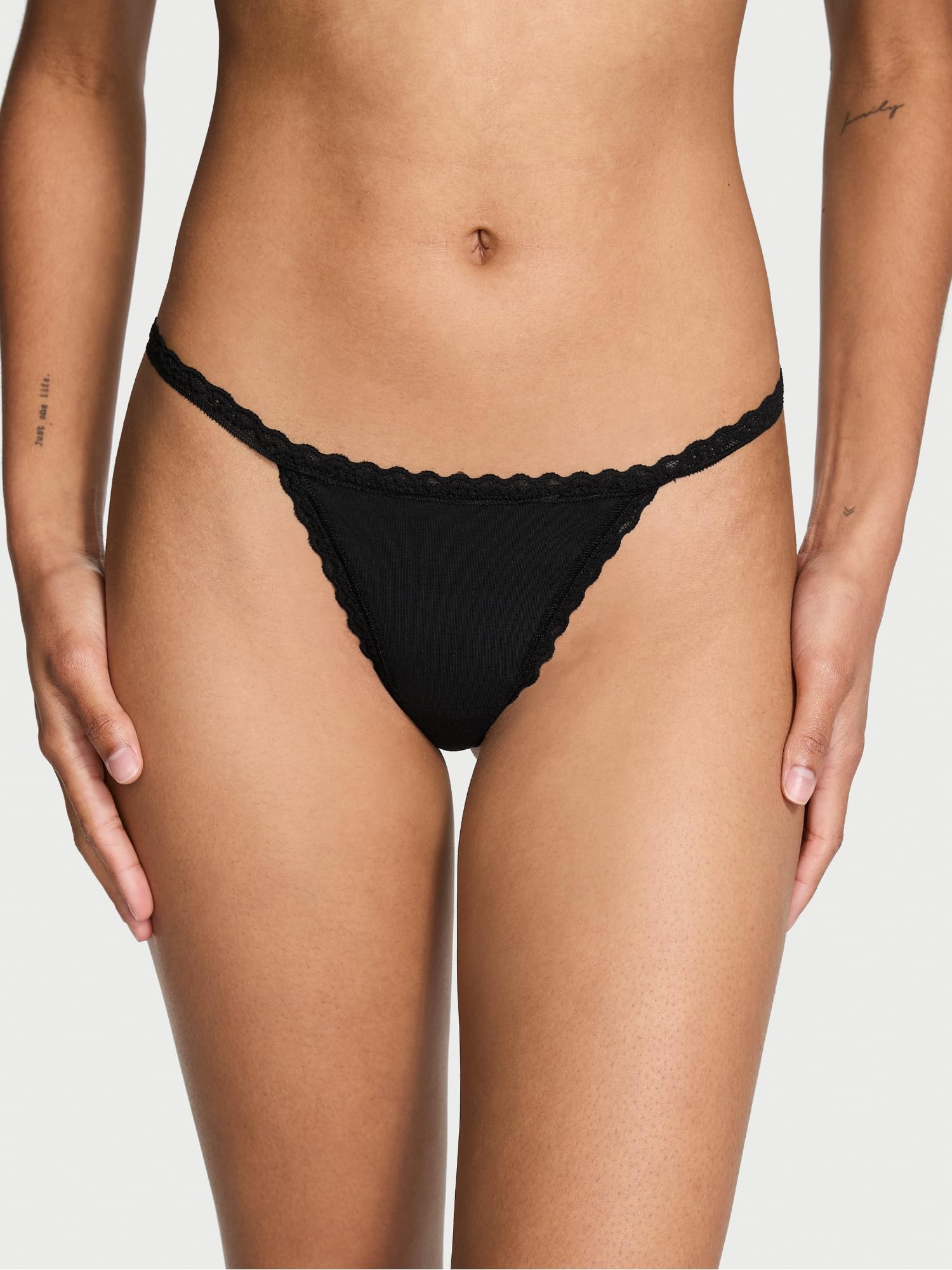 Victoria's Secret Tanga de algodón con tirantes en V para mujer, paquete múltiple (XS-XXL)