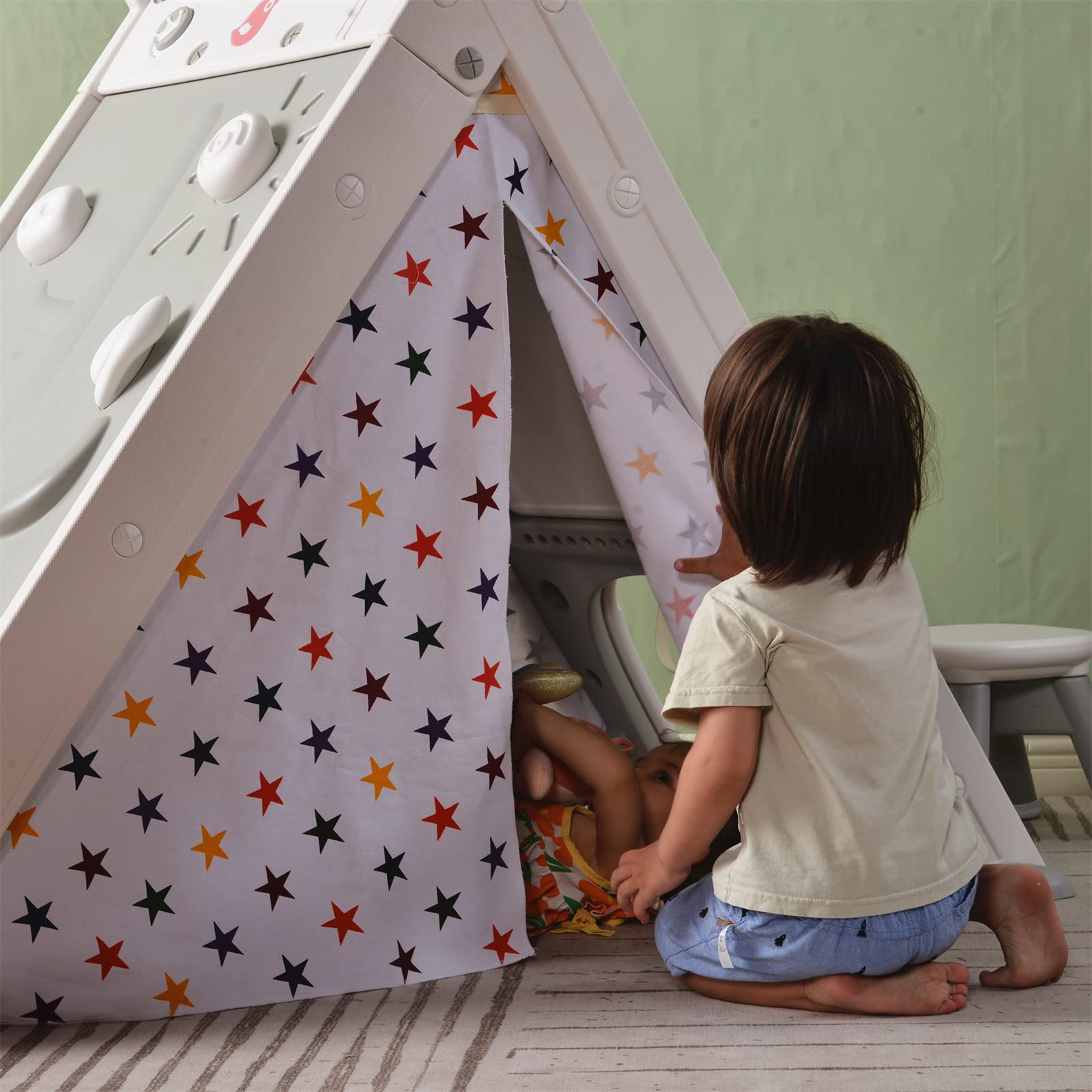 Amazon | キッズテント テントハウス 4in1大型遊具 テント+ロック