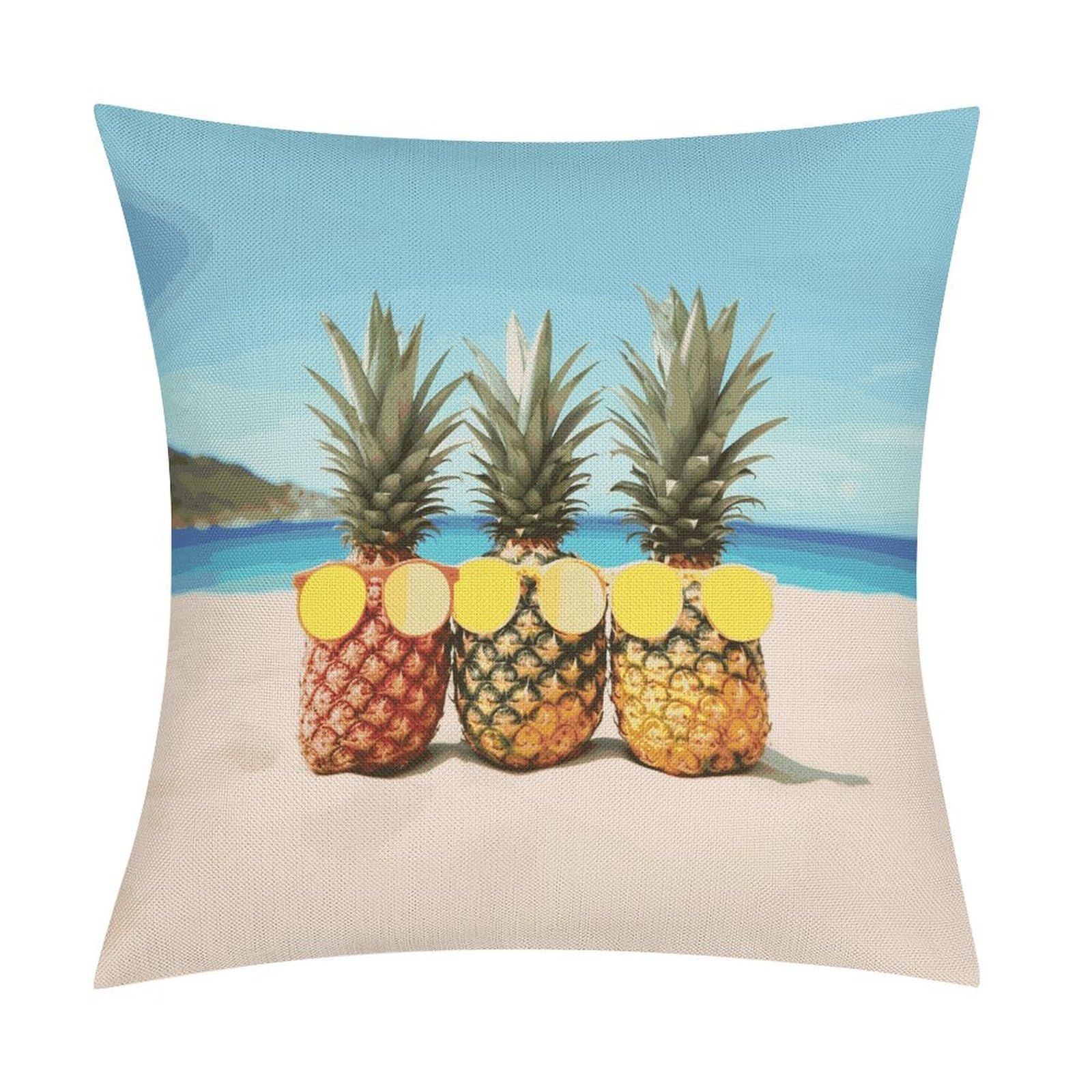 Adfgyerh Style Seaside Beach Yellow Geometric Pineapple Pillow Covers Soft And Comfortable Invisible Zipper ，Home Decor 18X18 Inch Edging Technology，Throw Pillow Covers For Couch Sofa Bedroom Living Room.