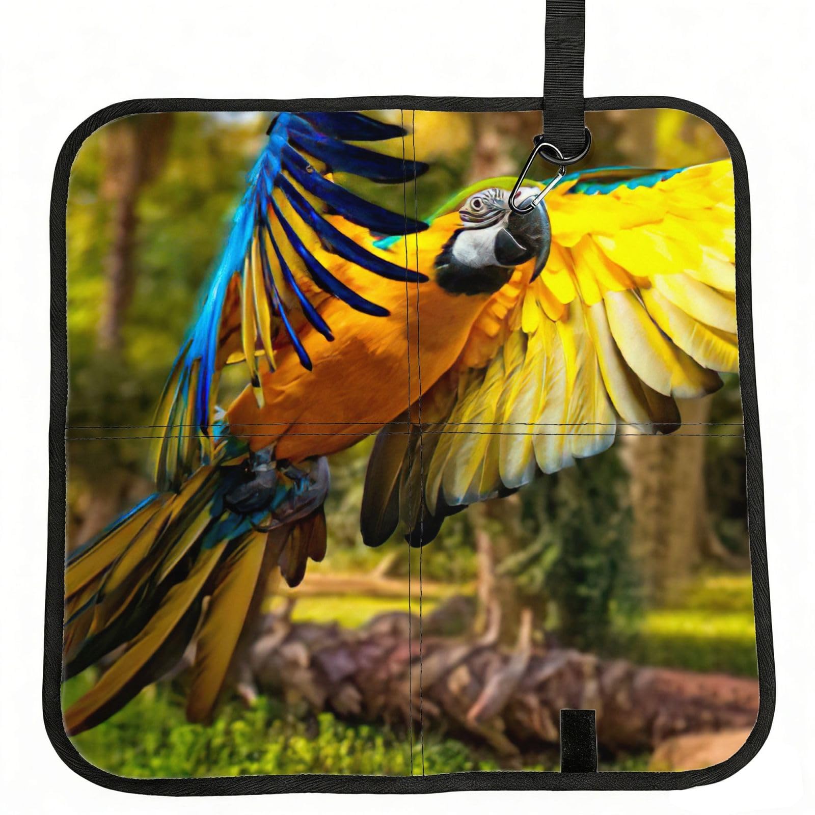 bghdfa Yellow Wings Blue Parrot Print Outdoor Sitting Mat Waterproof Oxford Cloth Seat Cushion Folding Foam Camping Seat For Picnic