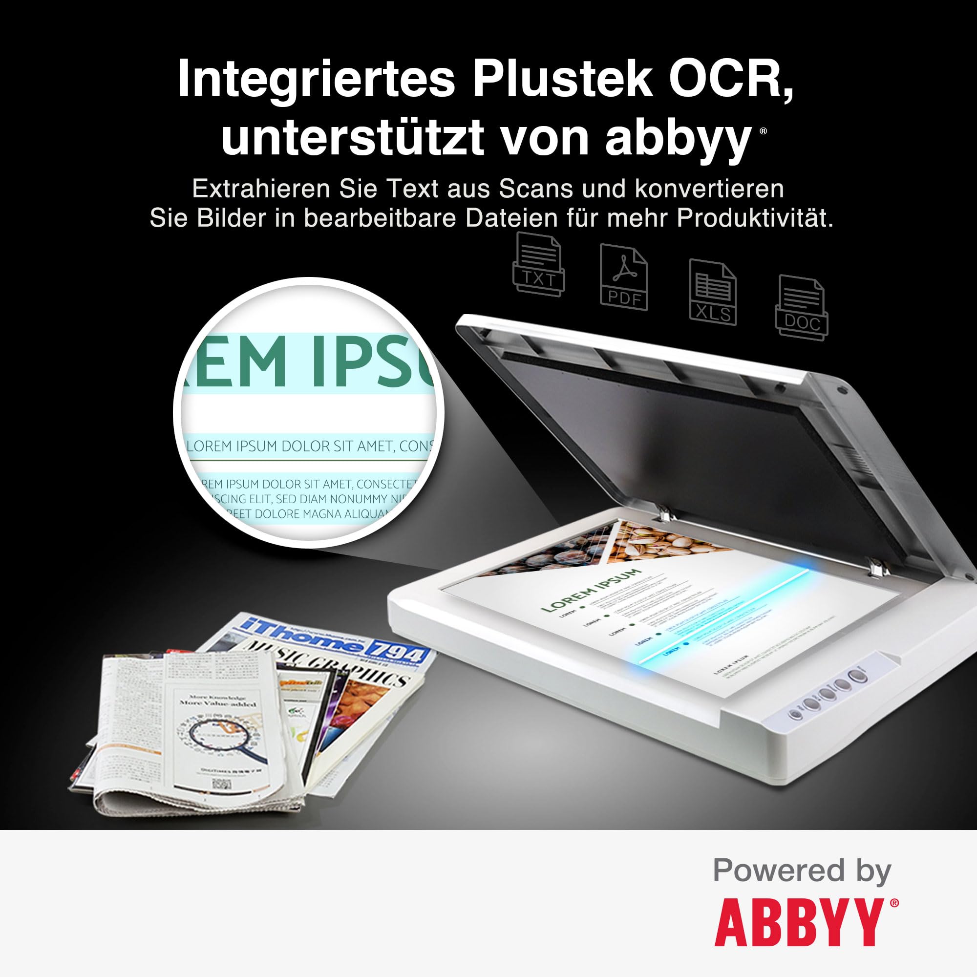 Plustek OS1180 Flachbettscanner A3 9 Sekunden für Bibliotheken Schulen Büros