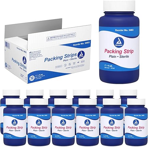 Miniatura 1 de Dynarex Tira de embalaje lisa, cuidado de heridas estéril, tira de embalaje médica tejida 100% algodón, suave y absorbente, 1 pulgada x 5 yardas, 1