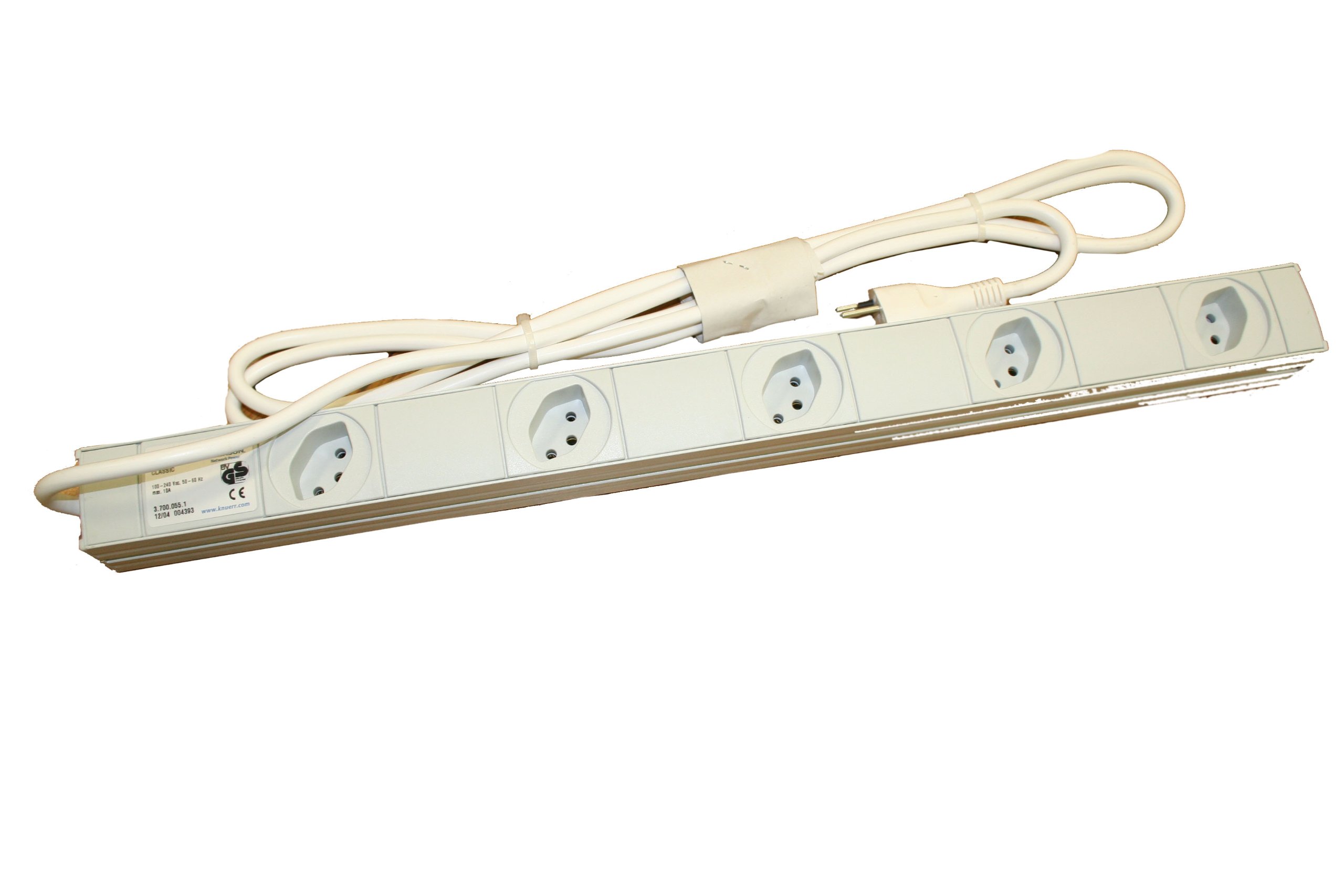 Interpower85030051 Swiss 5 Position Socket Strip, 10A Rating, 250VAC Voltage