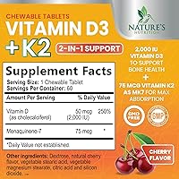 Vista 2 de Vitamin D3 K2 2000 IU Plus with K2 (MK-7) 75 mcg - Vitamins D & K Complex Supplement for Bone, Teeth, Muscle, Calcium Absorption, Supports Immune &