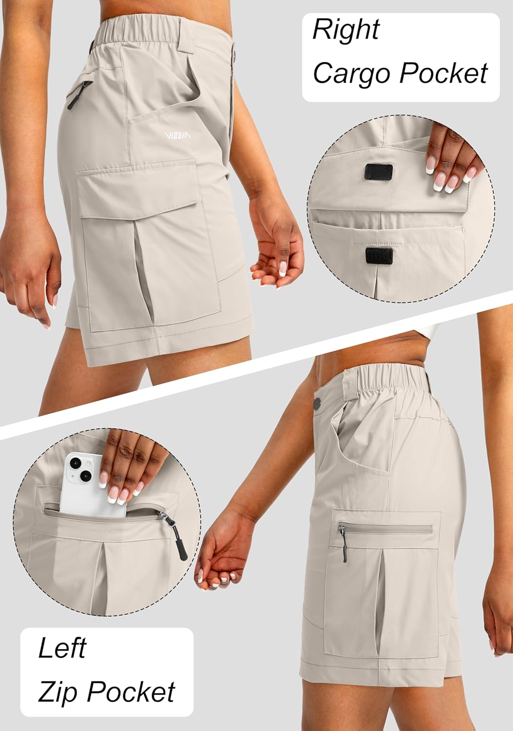 Viodia Women's 7" Hiking Cargo Shorts with Pockets Quick Dry Lightweight Shorts for Women Golf Casual Summer Shorts - Image 5