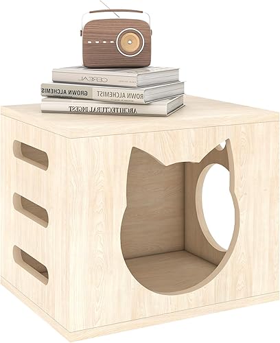 Dosker Caja de arena para gatos, pequeña caja de arena marrón, muebles ocultos para gatos, casa de gato interior, gabinete de caja de gato, muebles