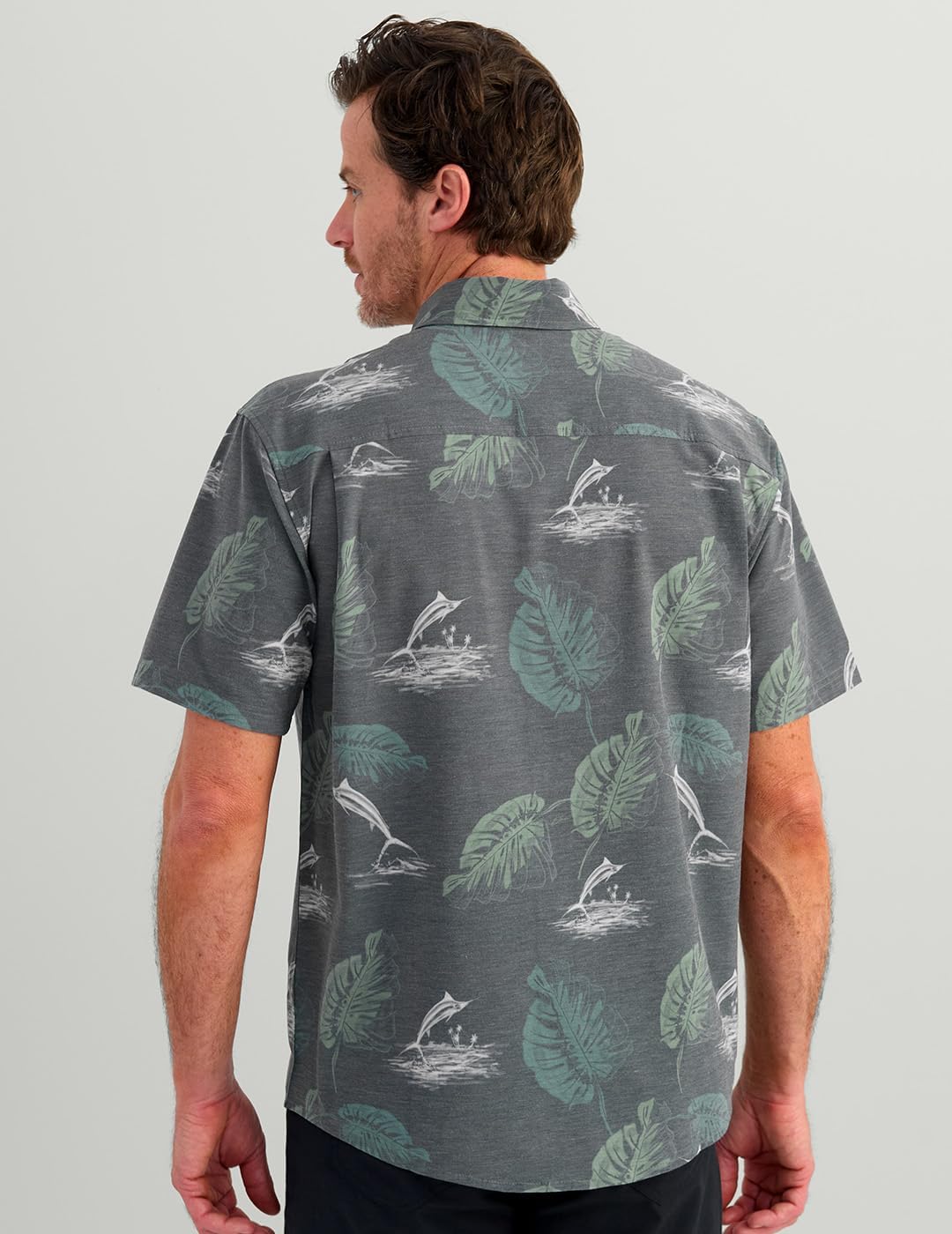HUK Mens Kona Pattern Short Sleeve Fishing Button Down Shirt - Image 5