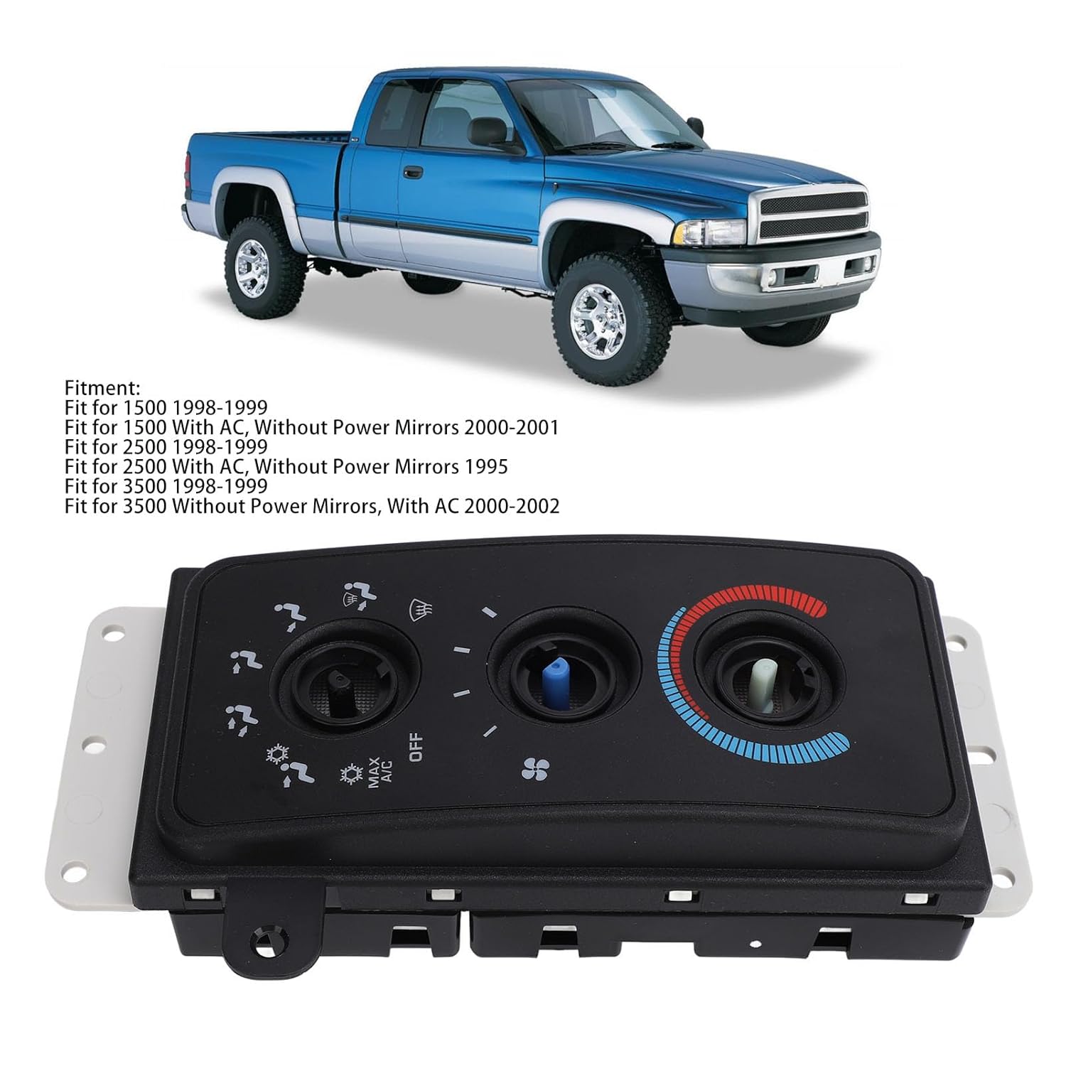 AC Blower Control Switch, HS-364 Enhanced Performance HVAC Control Switch for 1500 2500 3500, Ergonomic Design, Fast Installation, Ignition Start Functionality, Strong and High