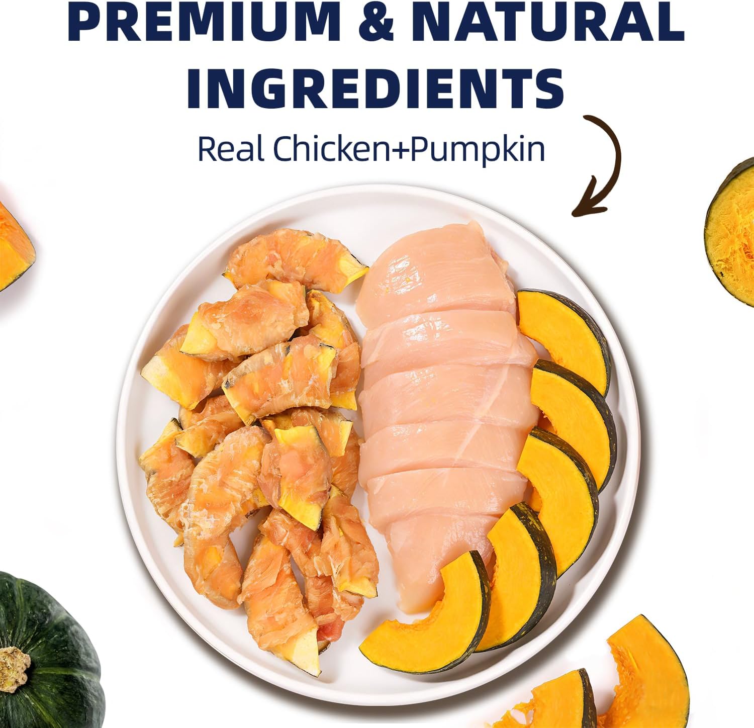 Chicken Wrapped Pumpkin Dog Jerky Treats, Puppy Training Snacks with 4 in 1 Health Support, Easy to Digest, Low Fat & Grain Free, 14.1 oz