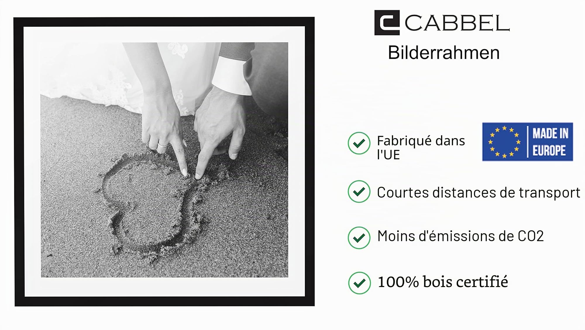 Cadre photo set de 1 60x60 MDF cadre en bois avec verre acrylique incassable en noir
