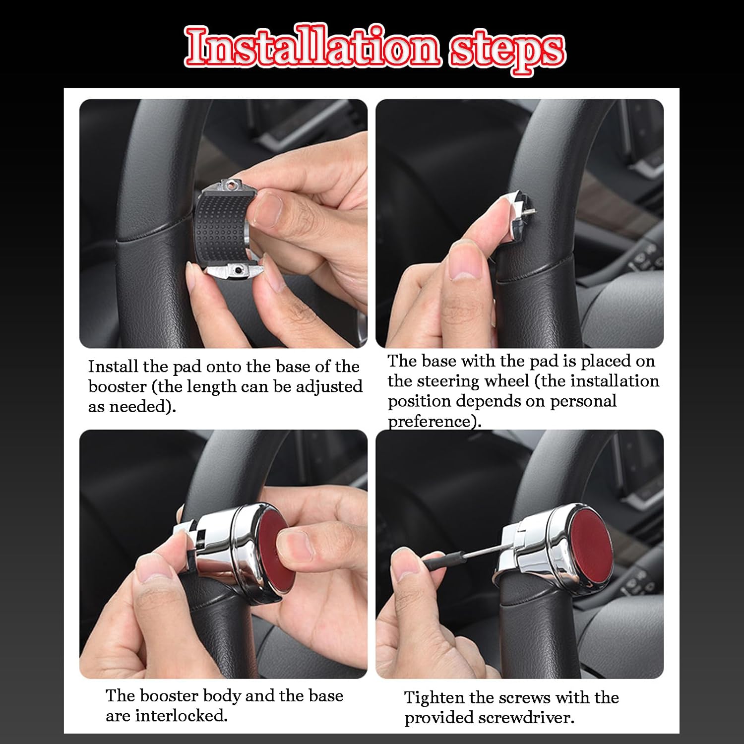 Car Steering Wheel Spinner Knob for Dodge Challenger Durango Viper Charger, Non-Slip Power Handle Steering Wheel Spinner, Steering Wheel Booster Knob for Effortless Driving, D Brown