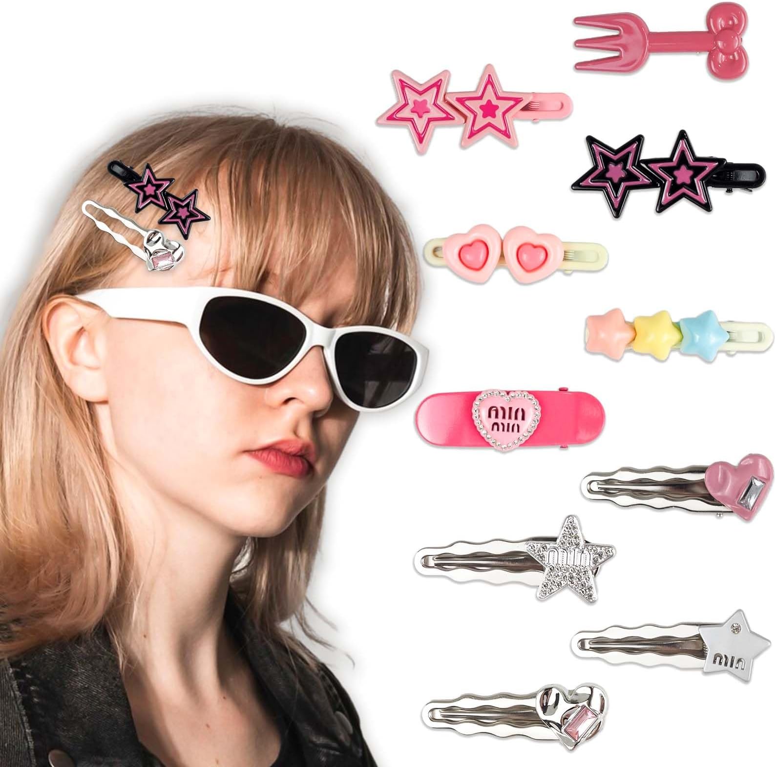 HAIMEIKANG 10 Pcs Fluffy Star Hair Clips Cute Hair Clips