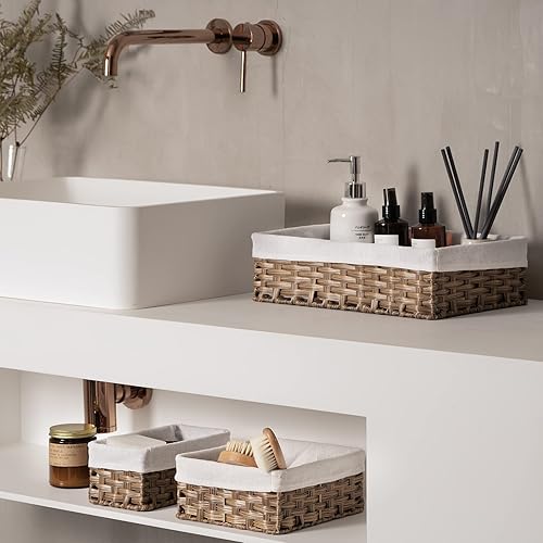 Miniatura 5 de FairyHaus Cestas de jacinto de agua y cestas de mimbre de plástico con forro