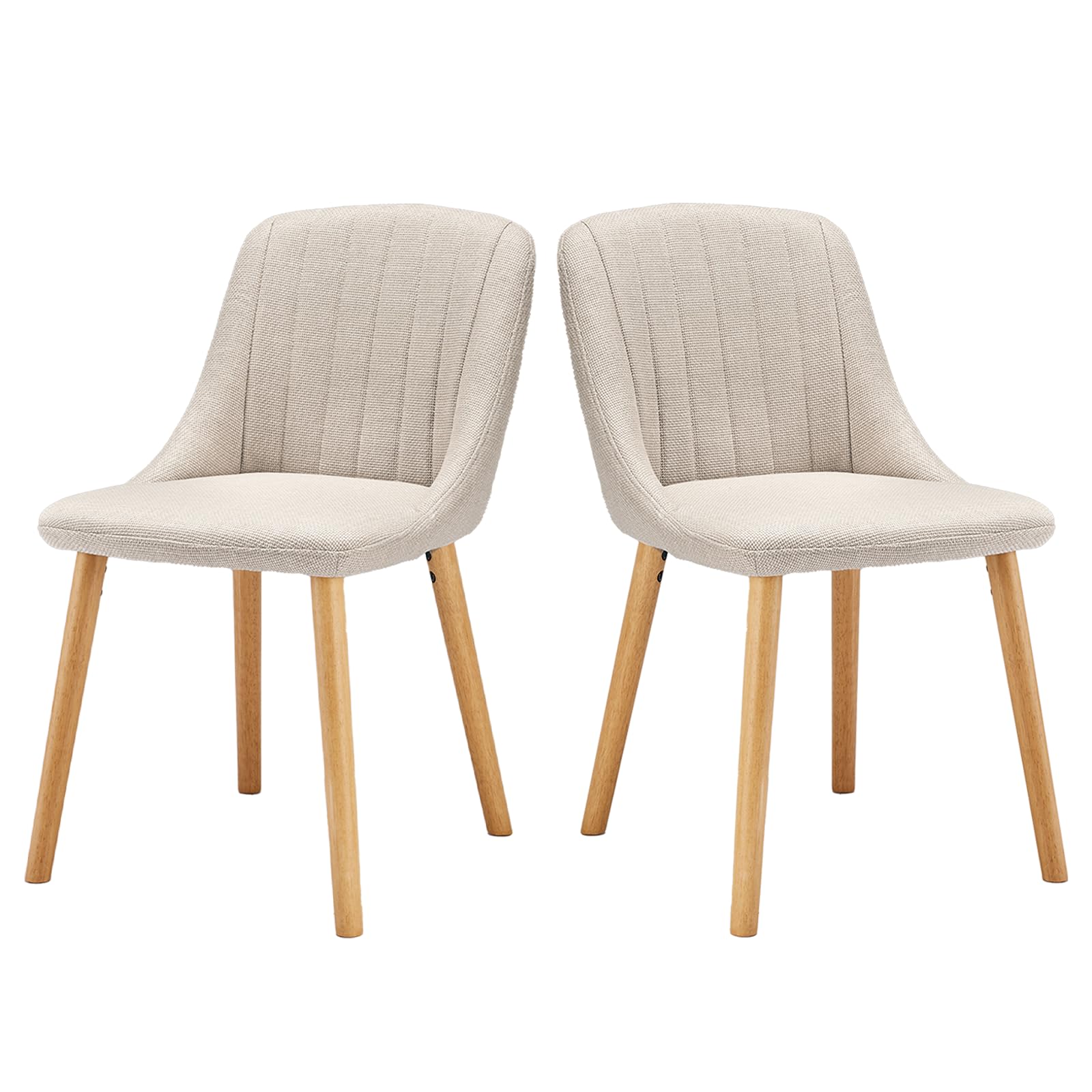 Goeurvant Beige Dining Chairs for Living Room with Wood Legs Kitchen Chair Upholstered Chairs