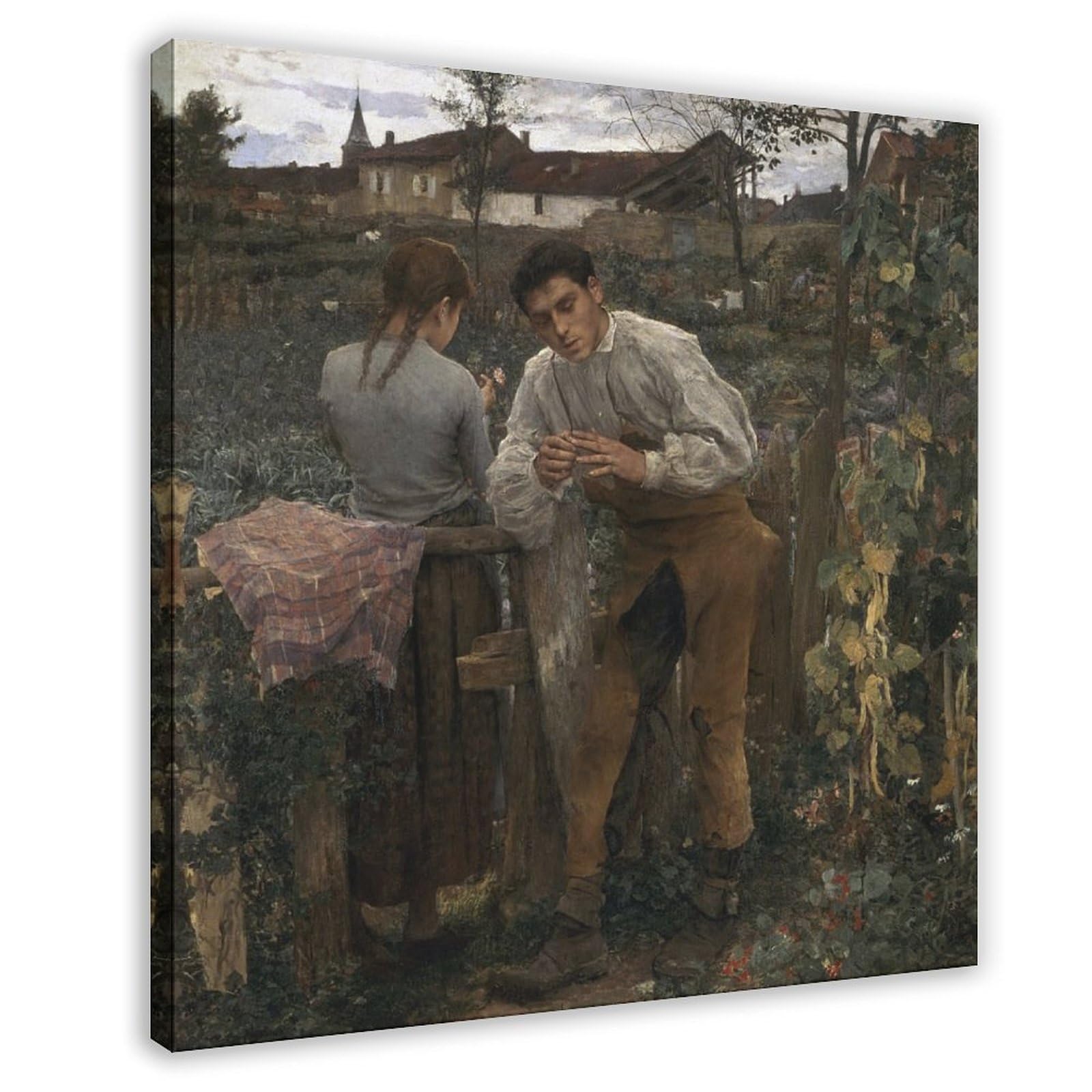 WCYB Rural Love, 1882 Jules Bastien-Lepage Prints Posters Canvas Deco Paintings Wall Art For Office Frame 16" L X 16" W