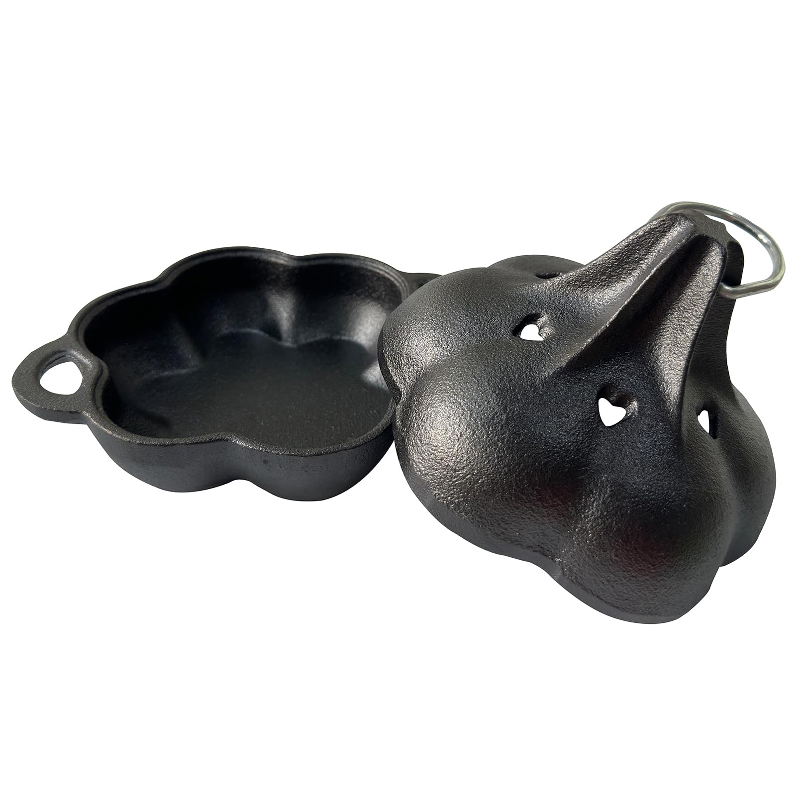 Ahumador y asador de ajo de hierro fundido pre-sazonado, resistente con tapa y caja de ahumador para virutas de madera, cocina para ahumadores al aire libre 8