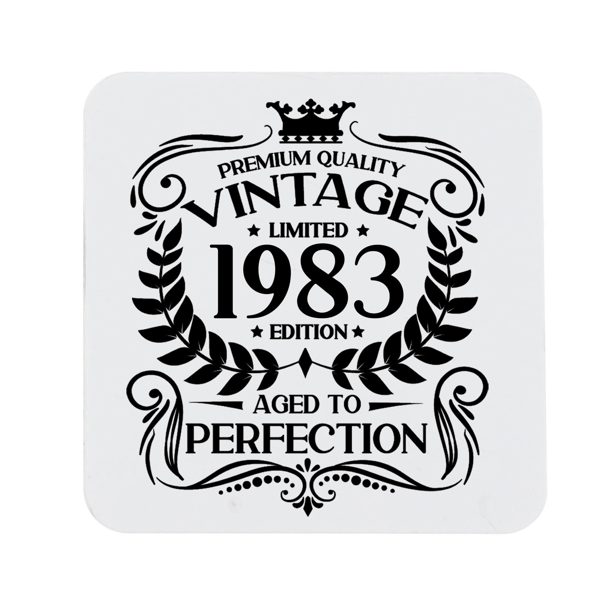 43rd Birthday Gift for Men Vintage 1983 Aged to Perfection Printed Coaster Present for 43 Year Old Etched Printed Placemat (Printed Coaster) — image 1