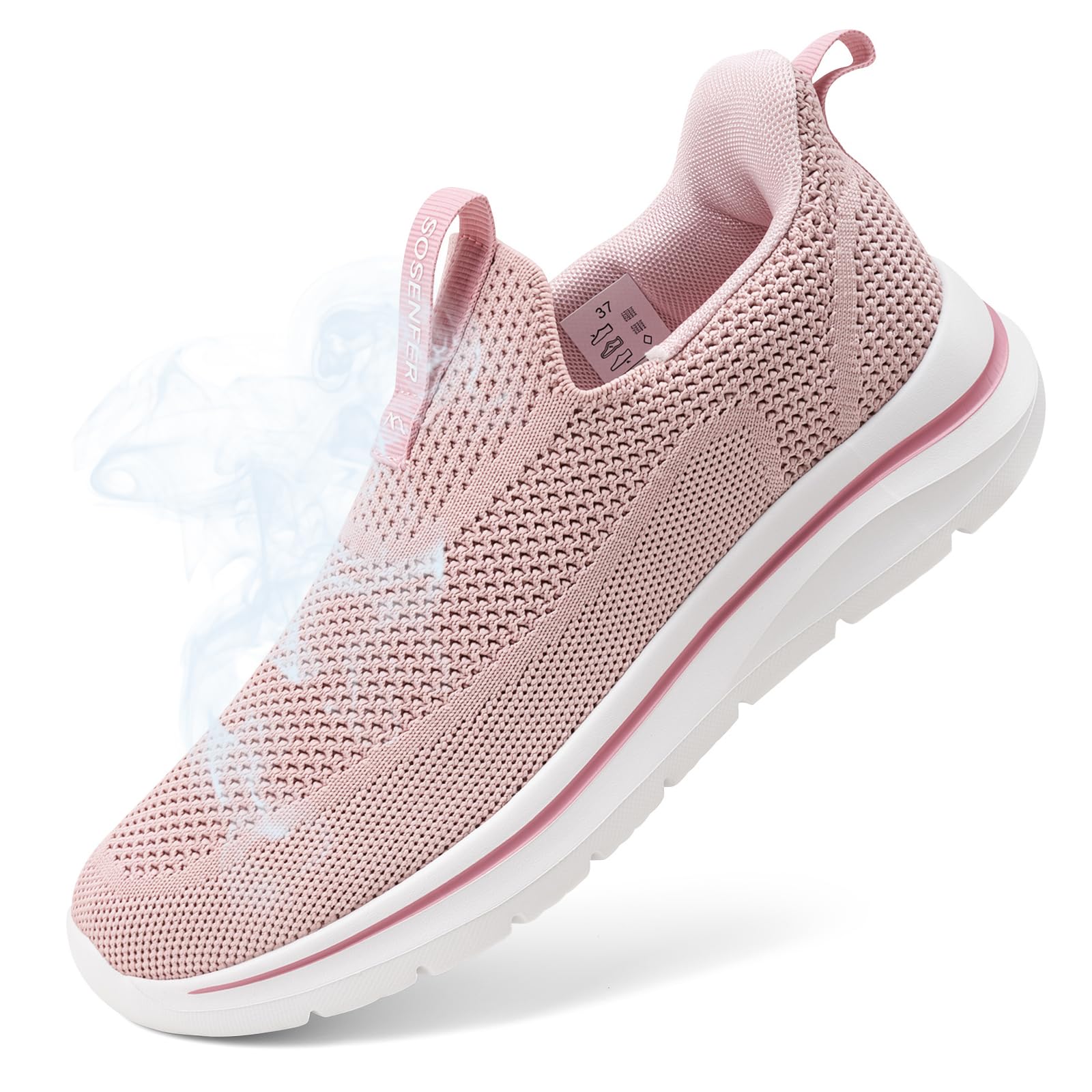 Sosenfer Damen Slip On Sneaker Atmungsaktiv Turnschuhe Leicht Mesh Sportschuhe Walkingschuhe Bequme Schlupfschuhe