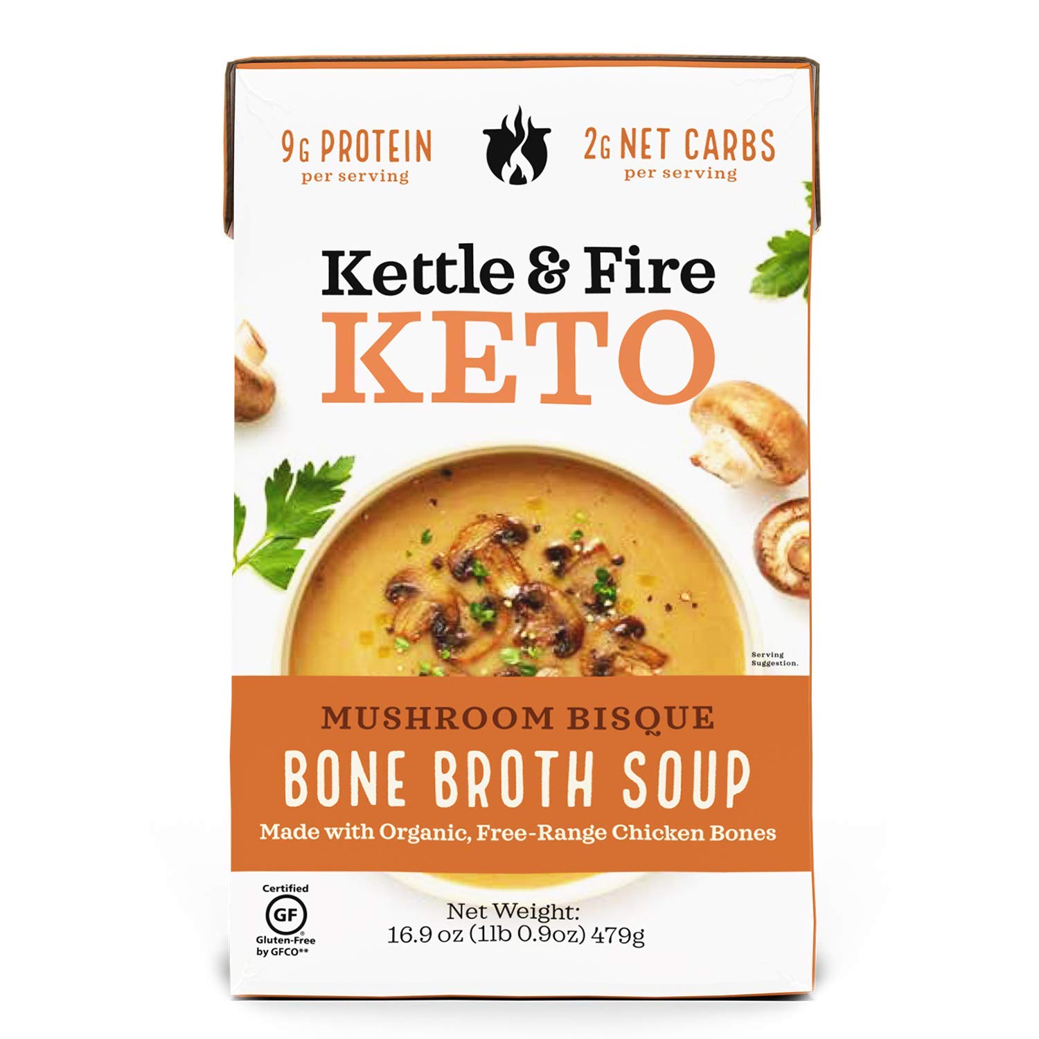 KETTLE & FIRE Mushroom Bisque Keto Soup, 16.9 OZ Grocery & Gourmet Food