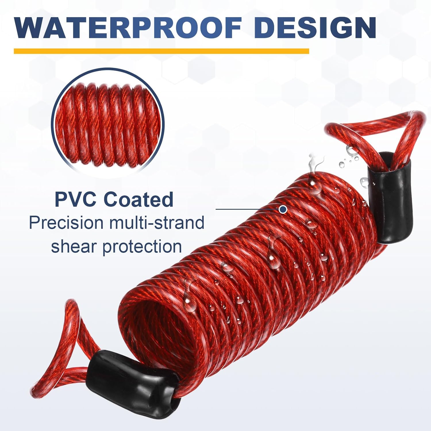 PATIKIL Security Steel Cable Lock, (8.2 Feet, Red), Double Loop Safety Wire Rope with 4.8" D-Shaped 3-Digit Code Combination Lock, Suit for - Bicycles/Motorcycle/Suitcase/Luggage