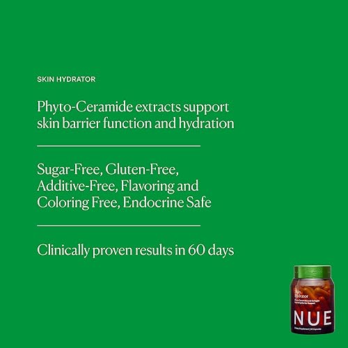 Miniatura 3 de The Nue Co. Suplemento HIDRATOR para la piel, contiene colágeno hidrolizado, aloe y ácido hialurónico, sin gluten, 30 cápsulas