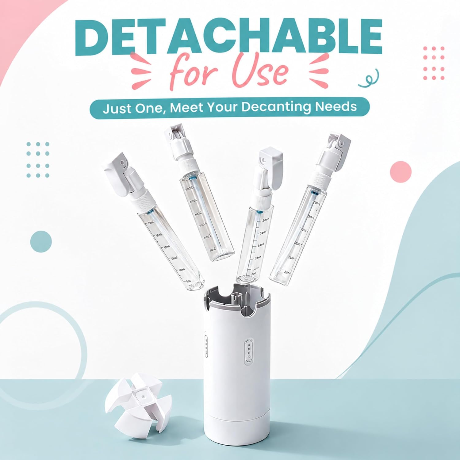 4-in-1 Travel Dispenser Bottles, 30ML Refillable Leak-Proof Toiletry Containers for Shampoo & Lotion, Portable for Airplane, Vacation, Business (White)