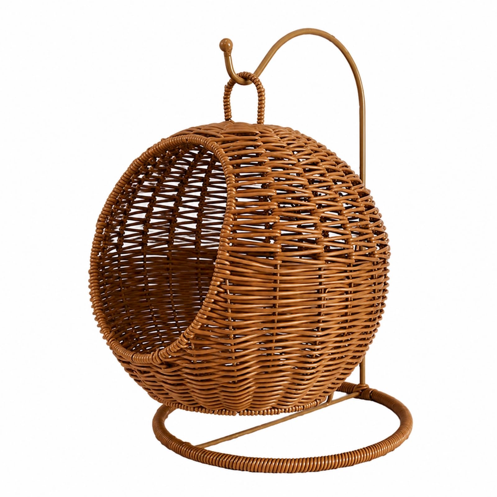 Picknickkorb mit Deckel Geflochten Einkaufskorb mit Deckel Groß Korb für Einkauf, Aufbewahrung, Braun, Groß 45x30cm